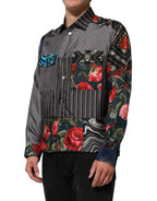 Dolce & Gabbana Multicolor Patchwork Long Sleeves Silk Shirt