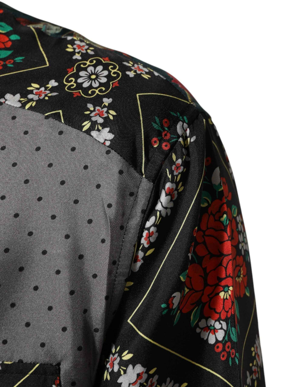 Dolce & Gabbana Multicolor Patchwork Long Sleeves Silk Shirt