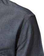 AGLINI Blue Denim Regular Fit Collared Long Sleeve Casual Shirt