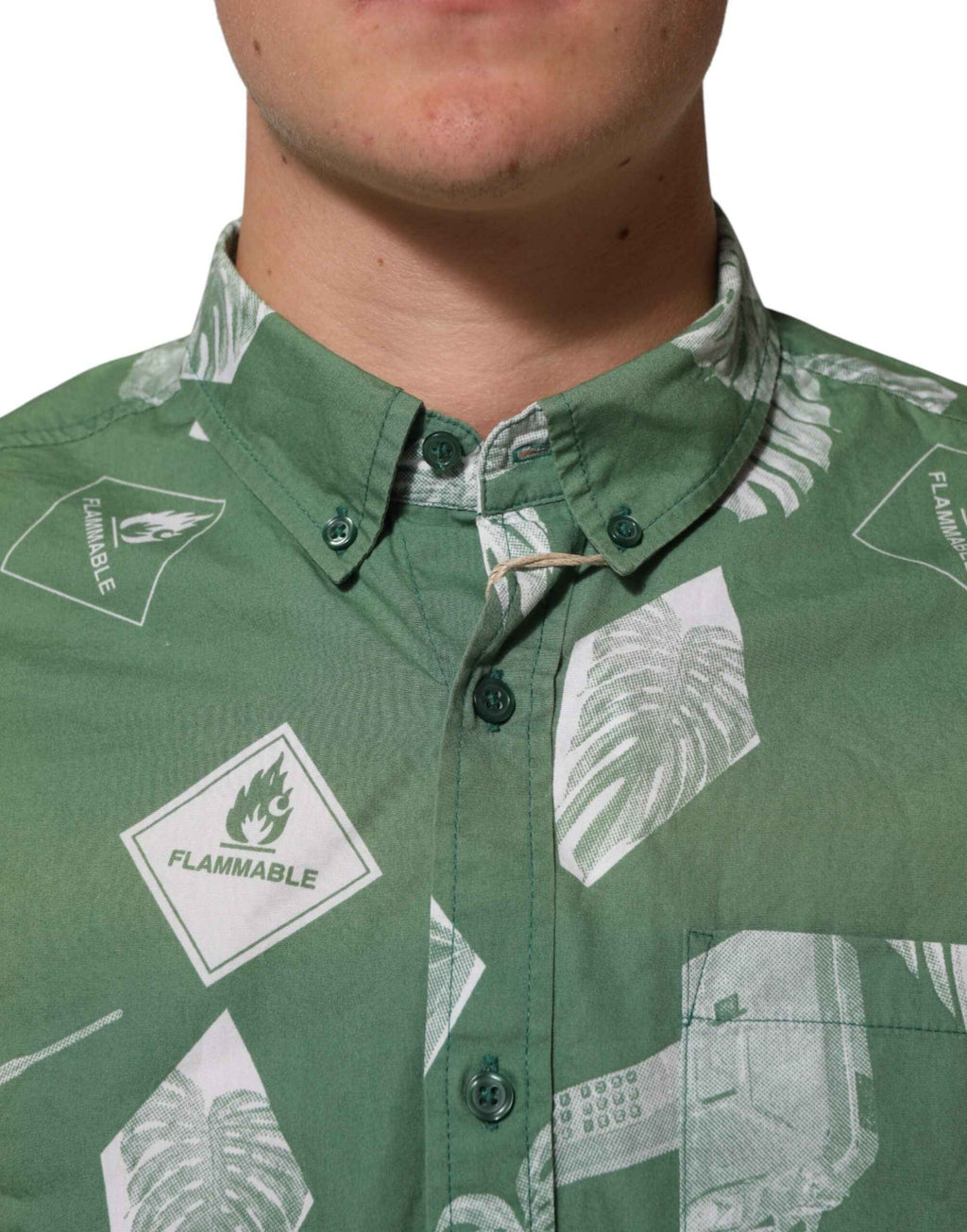 Carhartt Wip Green Printed Cotton Collared Short Sleeves Polo Shirt