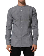 AGLINI Gray Polka Dot Cotton Button Down Long Sleeves Shirt
