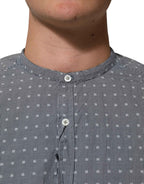 AGLINI Gray Polka Dot Cotton Button Down Long Sleeves Shirt