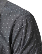 AGLINI Gray Polka Dot Cotton Button Down Long Sleeves Shirt