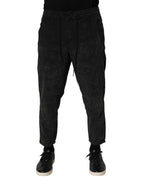 Dondup Black Mid Waist Cropped Corduroy Men Trouser Pants