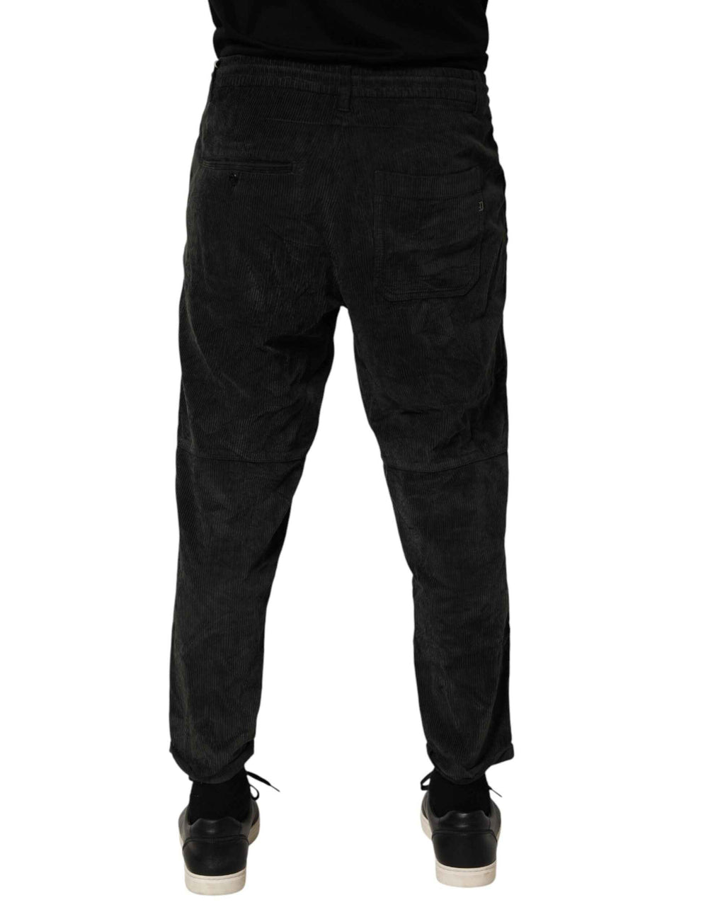 Dondup Black Mid Waist Cropped Corduroy Men Trouser Pants