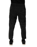 Dondup Black Mid Waist Cropped Corduroy Men Trouser Pants
