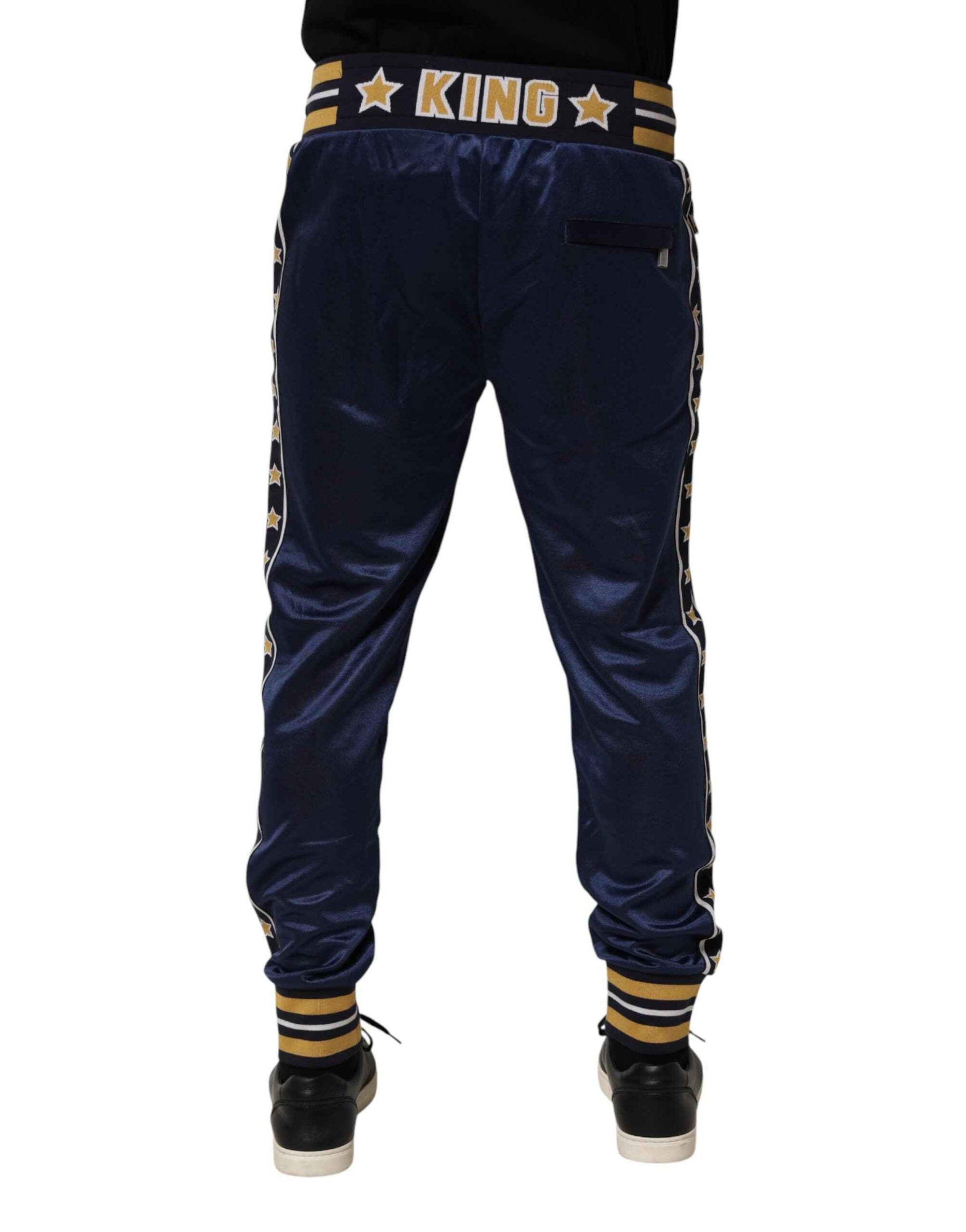 Dolce & Gabbana Blue Nylon Jogger Mid Waist Trouser Pants