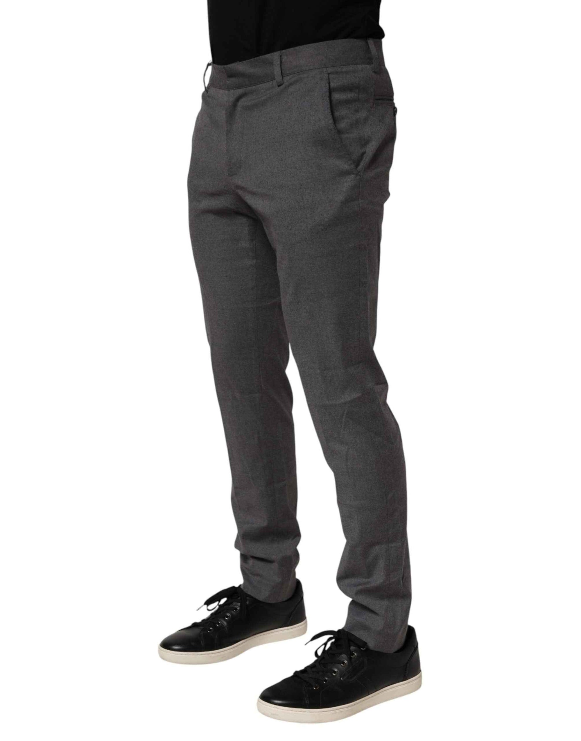 Daniele Alessandrini Gray Polyester Formal Dress Trouser Pants