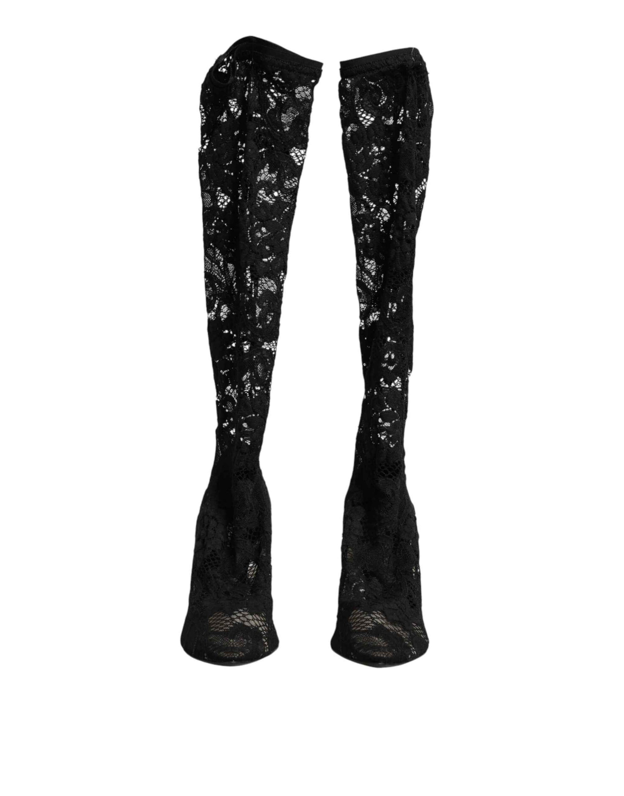 Dolce & Gabbana Black Pumps Taormina Lace Socks Boots Shoes