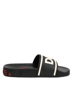 Dolce & Gabbana Black Rubber Slides Sandals Beachwear Shoes