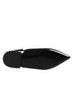 Dolce & Gabbana Black Crystal Charmeuse Slingback Shoes
