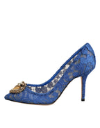 Dolce & Gabbana Blue Taormina Lace DEVOTION Pumps Shoes \