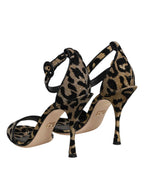 Dolce & Gabbana Gold Leopard Ankle Strap Heels Sandals Shoes