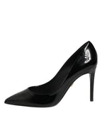 Dolce & Gabbana Black Leather Stiletto Heels Pumps Shoes