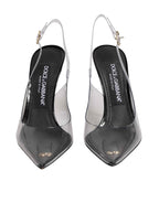 Dolce & Gabbana Black Leather Clear PVC Slingback Pumps Shoes