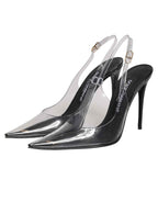 Dolce & Gabbana Black Leather Clear PVC Slingback Pumps Shoes