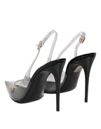 Dolce & Gabbana Black Leather Clear PVC Slingback Pumps Shoes