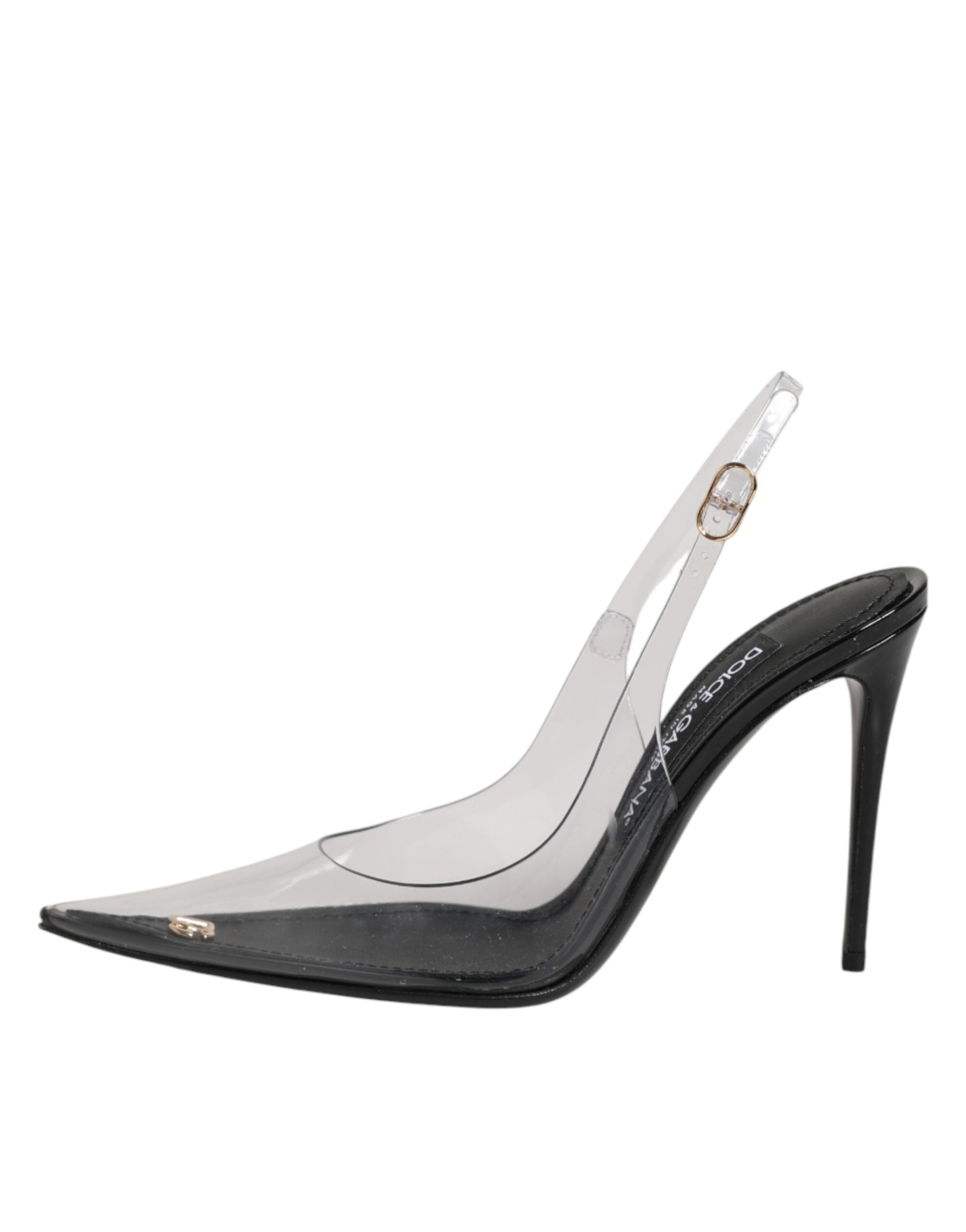 Dolce & Gabbana Black Leather Clear PVC Slingback Pumps Shoes