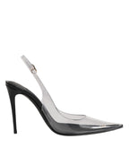 Dolce & Gabbana Black Leather Clear PVC Slingback Pumps Shoes