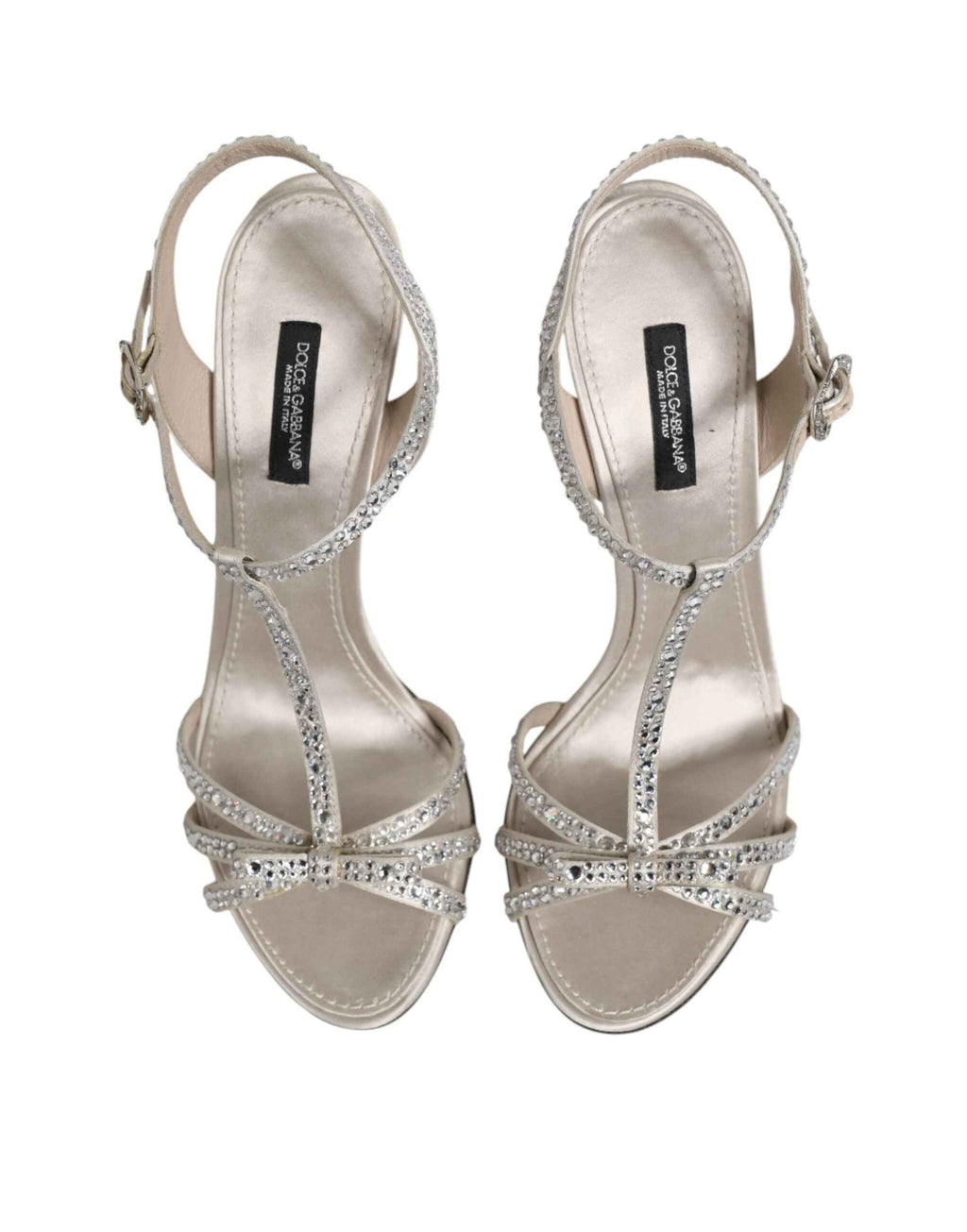 Dolce & Gabbana Silver Strass Ankle Strap Heels Sandals Shoes