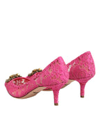 Dolce & Gabbana Pink Taormina Lace DEVOTION Pumps Shoes