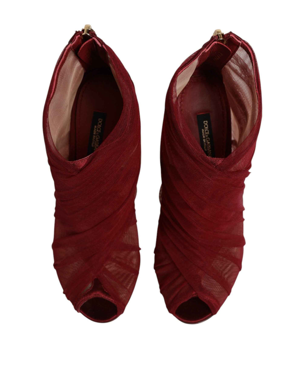 Dolce & Gabbana Red Tulle Ankle Boots Stiletto Heels Shoes