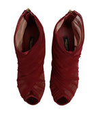 Dolce & Gabbana Red Tulle Ankle Boots Stiletto Heels Shoes