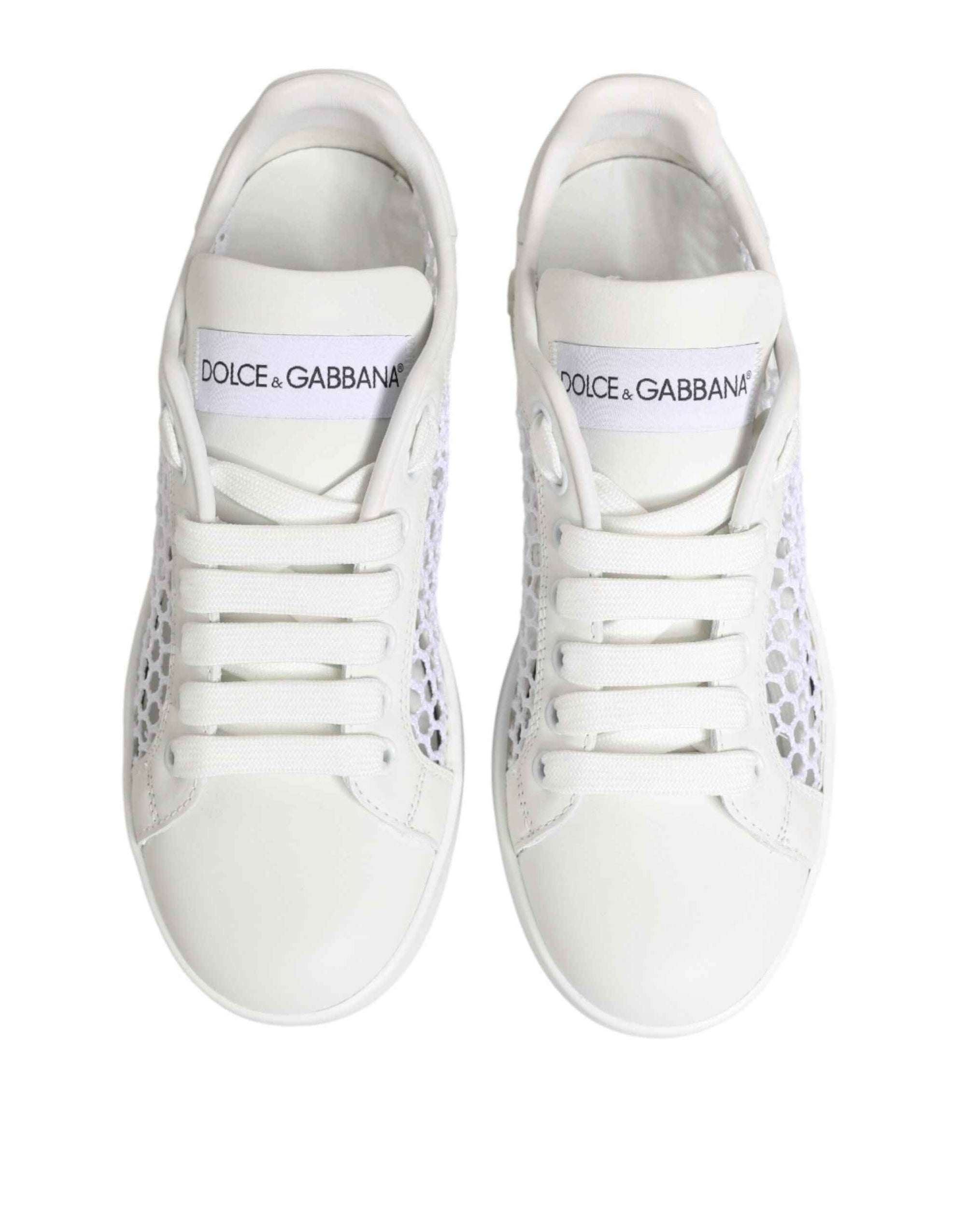 Dolce & Gabbana White Mesh Inserts Low Top Sneakers Shoes