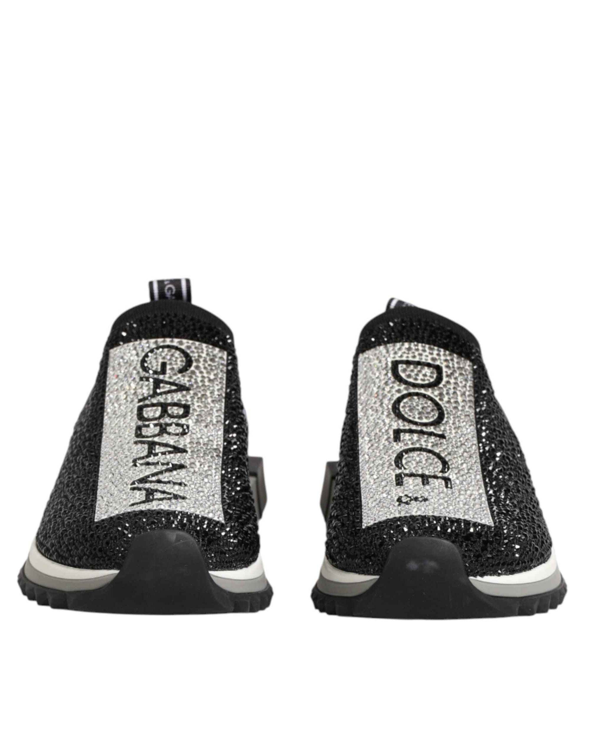 Dolce & Gabbana Black Silver Slip On Sorrento Sneakers Shoes