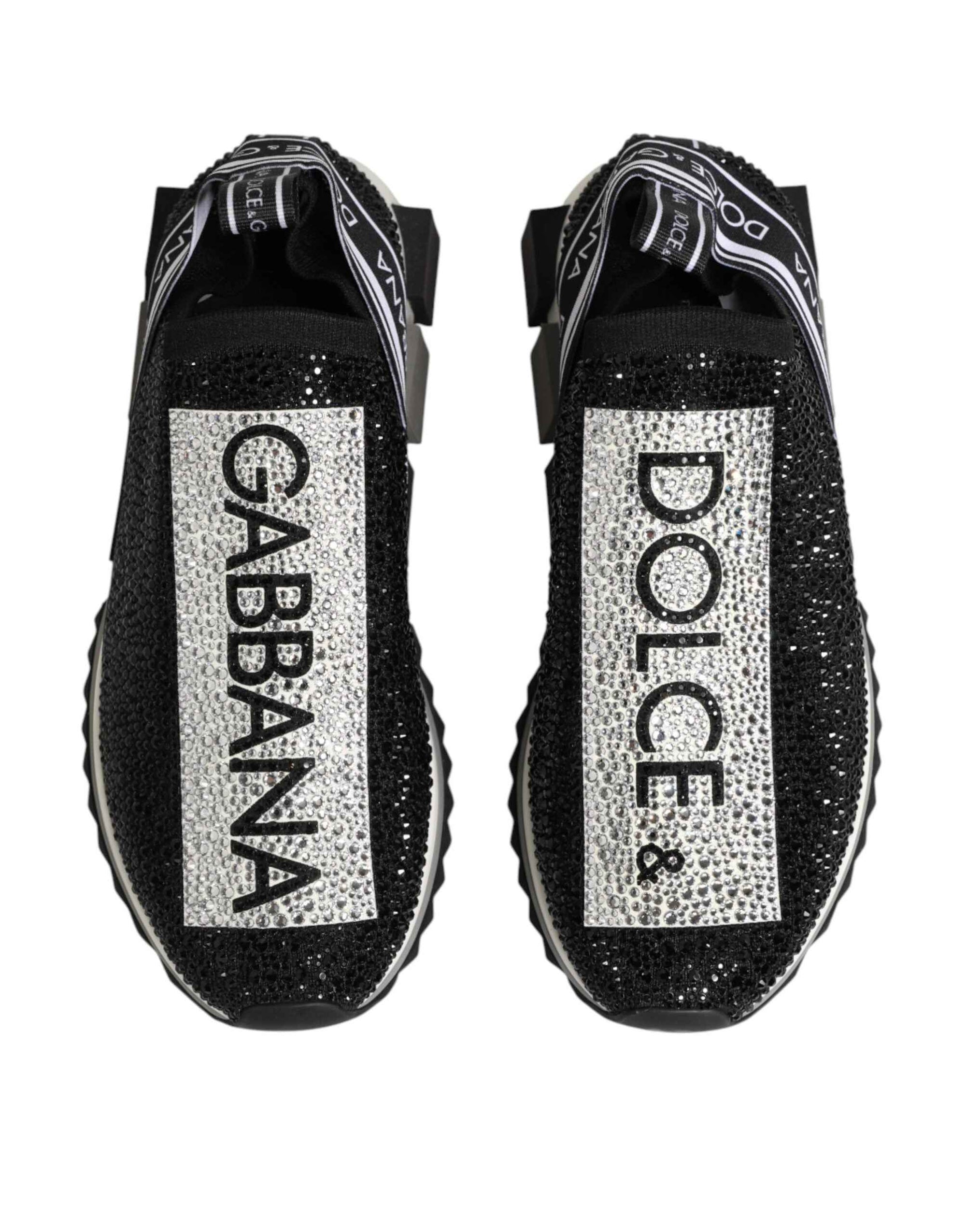Dolce & Gabbana Black Silver Slip On Sorrento Sneakers Shoes