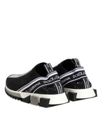 Dolce & Gabbana Black Silver Slip On Sorrento Sneakers Shoes