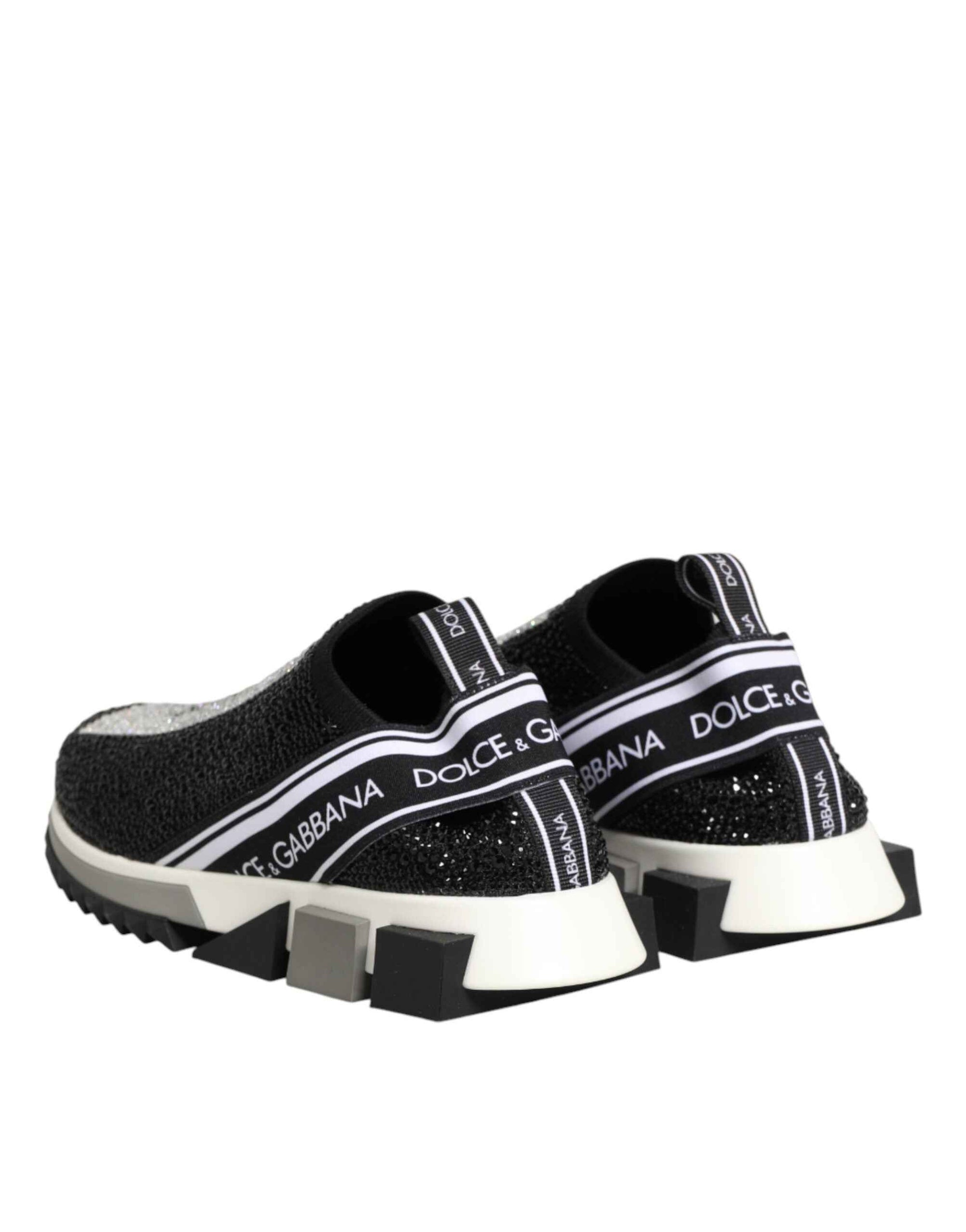 Dolce & Gabbana Black Silver Slip On Sorrento Sneakers Shoes