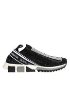 Dolce & Gabbana Black Silver Slip On Sorrento Sneakers Shoes