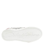 Dolce & Gabbana White Leather Graffiti Low Top Sneakers Shoes