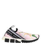 Dolce & Gabbana Pink Floral Sorrento Low Top Sneakers Shoes