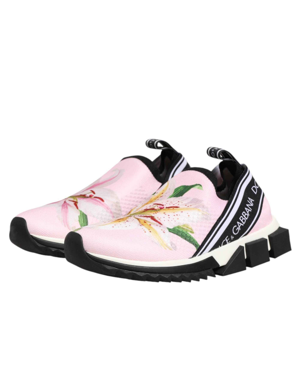 Dolce & Gabbana Pink Floral Sorrento Low Top Sneakers Shoes