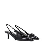 Prada Black Leather Mid Heel Pumps