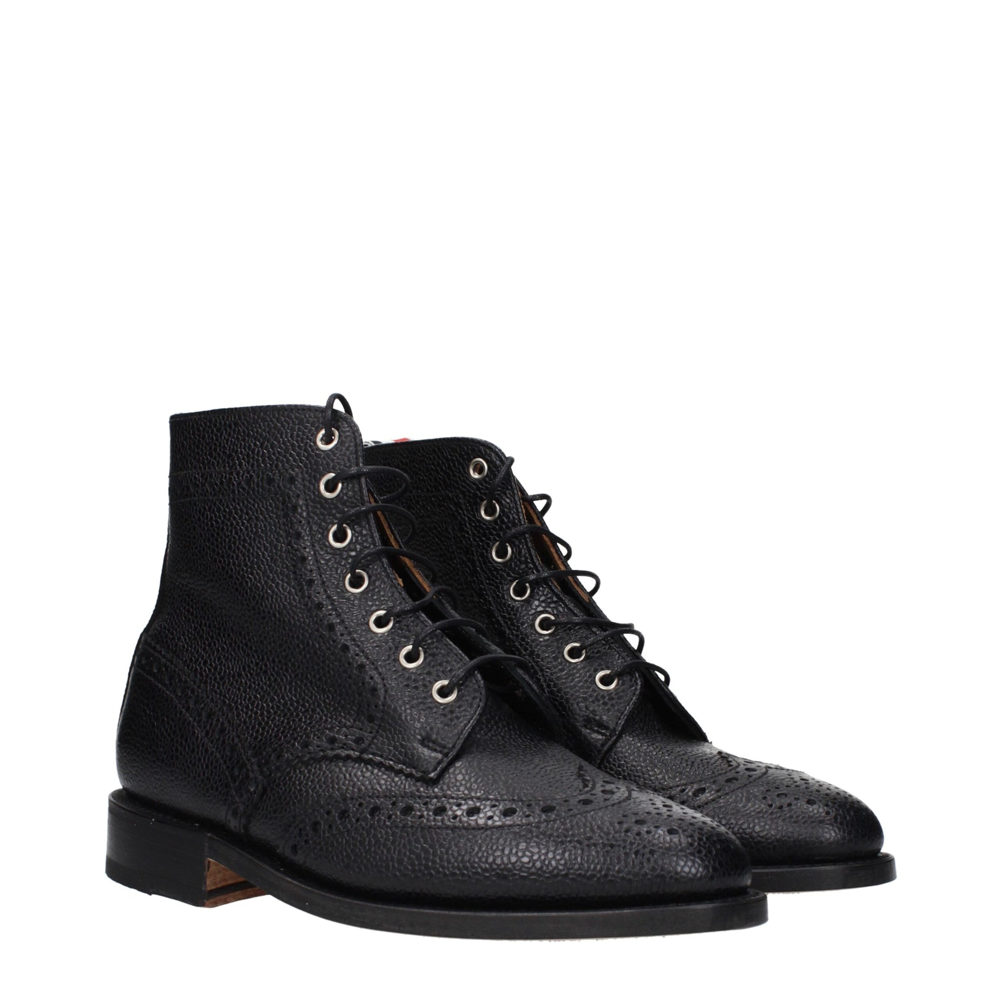Thom Browne Black Leather Ankle Boots