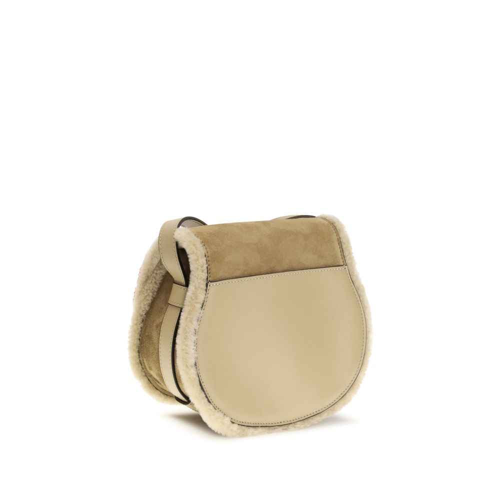 Chloé Small Saddle Marcie Shoulder Bag in suede and shearling