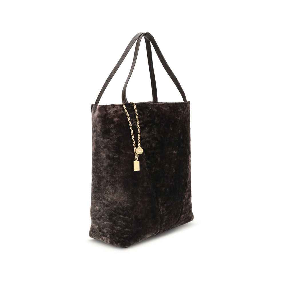 Chloé Large Spin Tote Bag in soft shearling