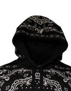 Dolce & Gabbana Black Bandana Print Crown Logo Cotton Hoodie Sweater