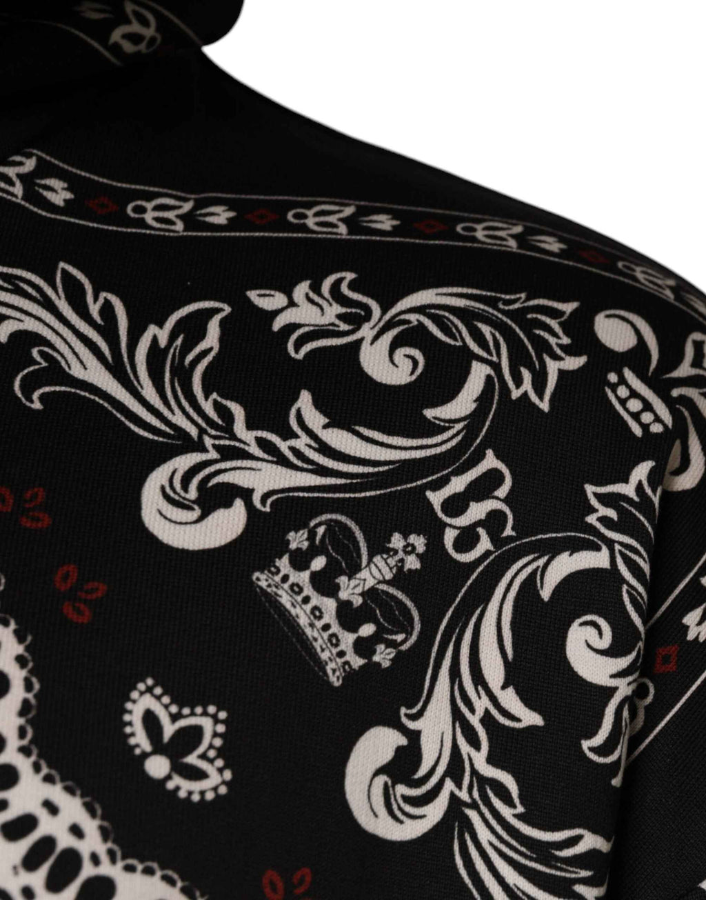 Dolce & Gabbana Black Bandana Print Crown Logo Cotton Hoodie Sweater
