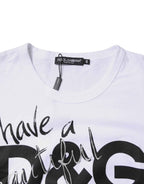 Dolce & Gabbana White Graphic Print Cotton Crew Neck T-shirt