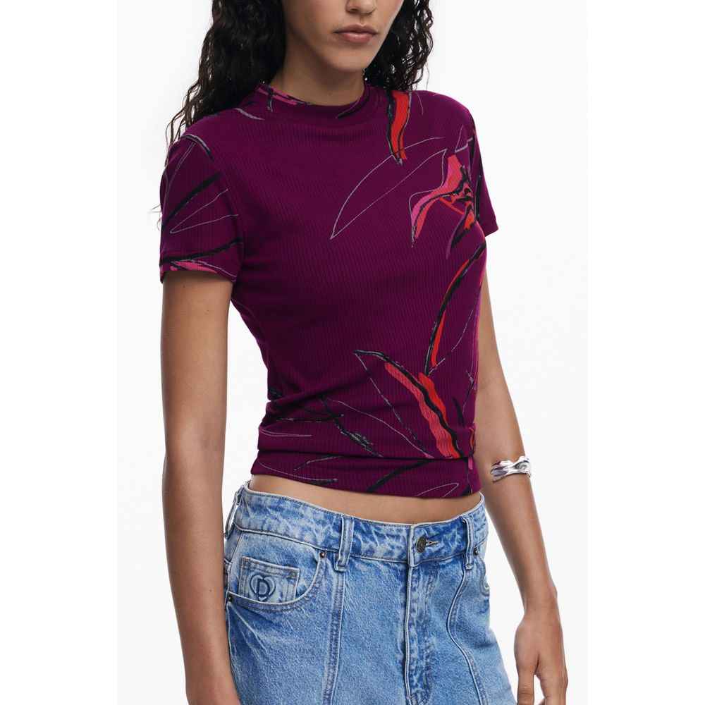Desigual Purple Elastane T-Shirt