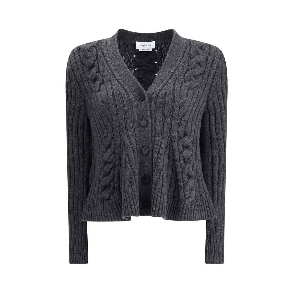 Alexander McQueen Peplum Cable Cardigan