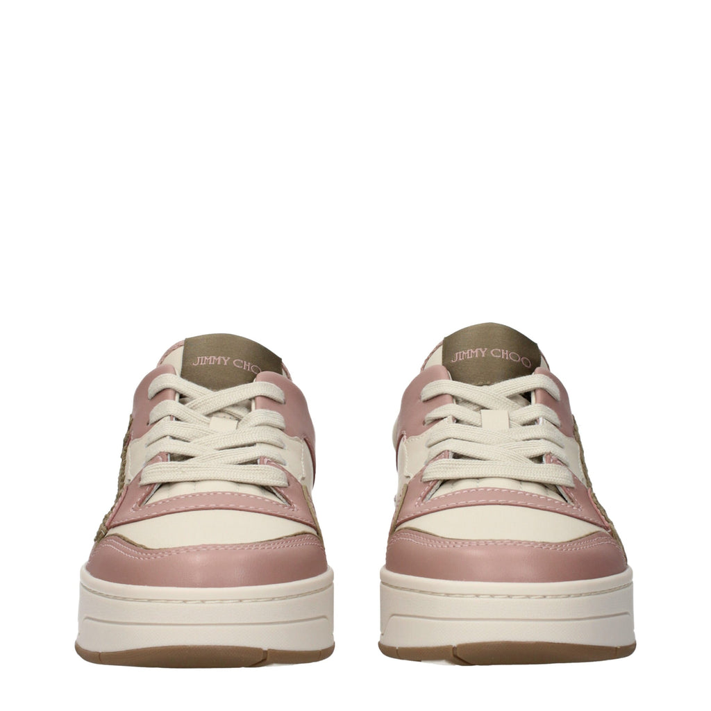 Jimmy Choo Pink Leather Low Top Sneakers