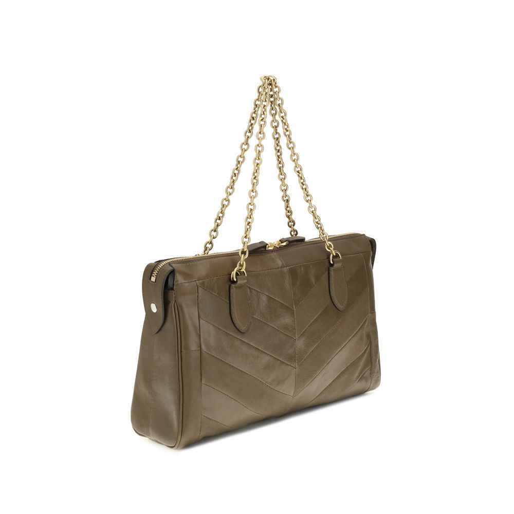 Valentino Garavani Brown Calf Leather Bos Taurus Shoulder Bag