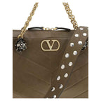 Valentino Garavani Brown Calf Leather Bos Taurus Shoulder Bag