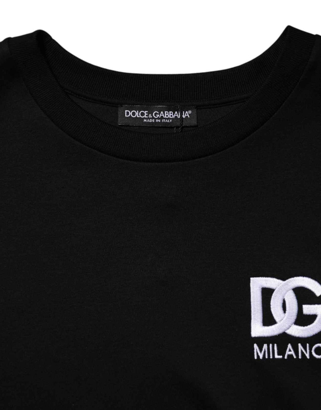 Dolce & Gabbana Black Cotton DG Logo Embroidery Top  T-shirt