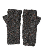 Dolce & Gabbana Gray Virgin Wool Knitted Fingerless Men Gloves